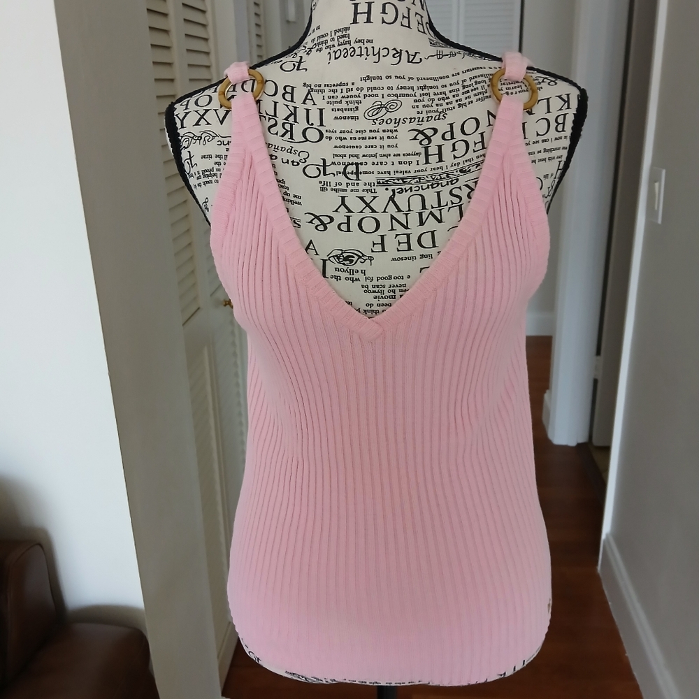 Chanel‎ Pink Rib-Knit Tank Top
